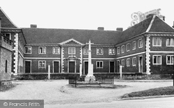 War Memorial And Old Almshouses c.1955, Buntingford