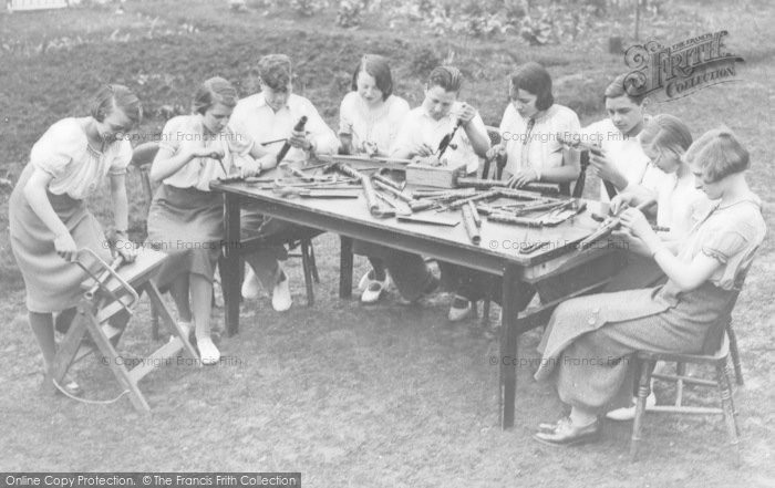 Photo of Burford, Council School, Senior Group Making Musical Pipes c.1935