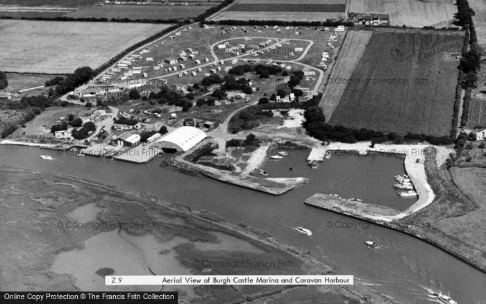 Photo of Burgh Castle, Aerial View Of The Marina And Caravan Harbour c.1960