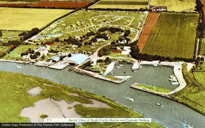 Photo of Burgh Castle, Aerial View Of The Marina And Caravan Harbour c.1960