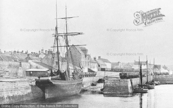 Photo of Burghead, Ship In The Harbour c.1900