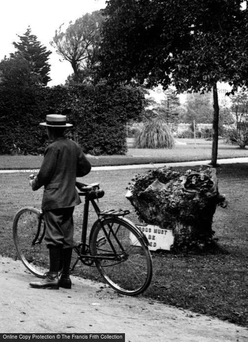 Photo of Burnham On Sea, Cyclist In The Public Gardens 1907
