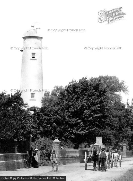 Photo of Burnham On Sea, Lighthouse And Horsedrawn Wagons 1887