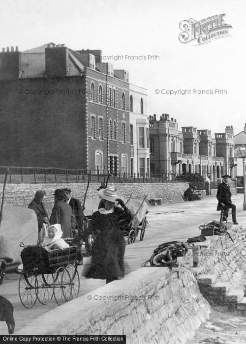 Photo of Burnham On Sea, Mother With Baby In Pram 1896