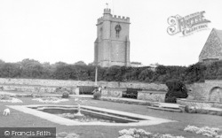 The Lily Pond And Church c.1950, Burnham-on-Sea