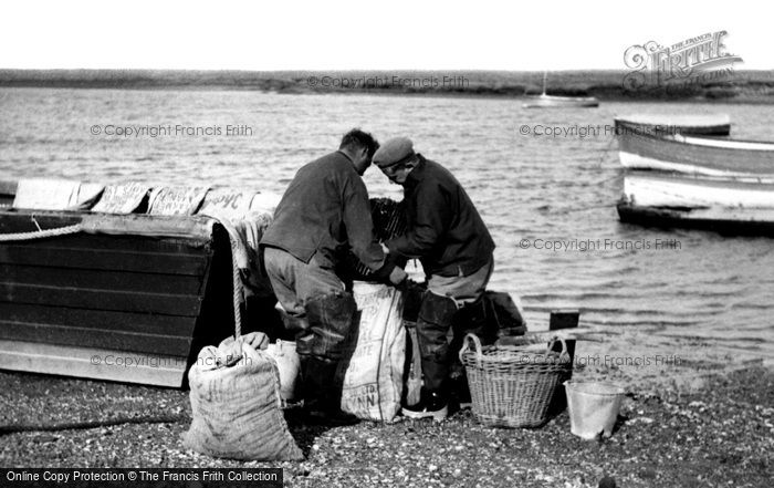 Photo of Burnham Overy Staithe, Packing Mussels c.1955