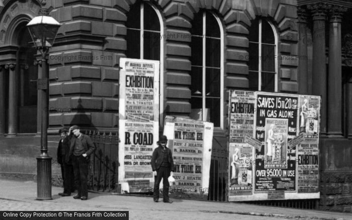Photo of Burnley, Bill Boards On The Mechanics' Institute 1895