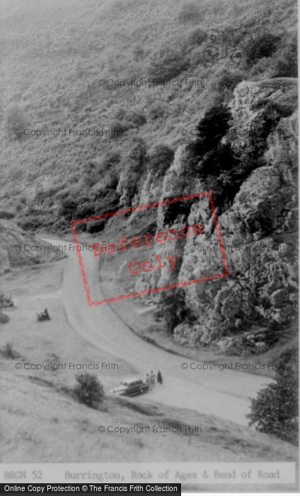 Photo of Burrington Combe, Rock Of Ages And Bend Of Road c.1955