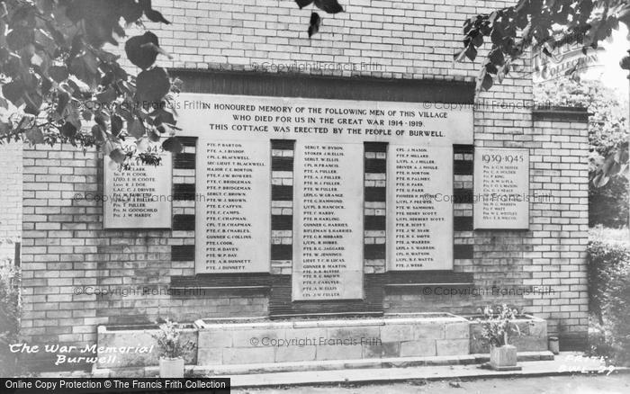 Photo of Burwell, The War Memorial c.1960
