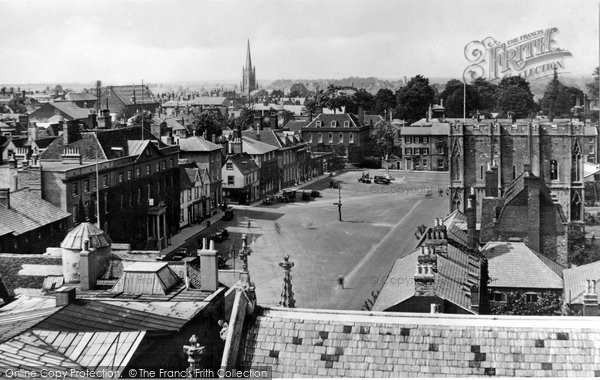 Photo of Bury St Edmunds, Angel Hill From Norman Tower 1929