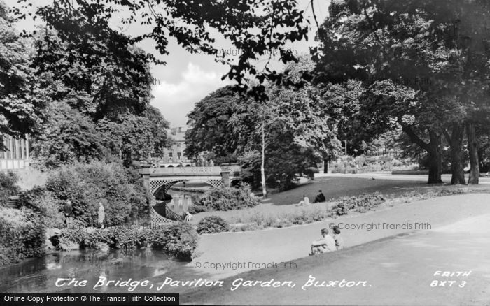 Photo of Buxton, The Bridge, Pavilion Gardens c.1955