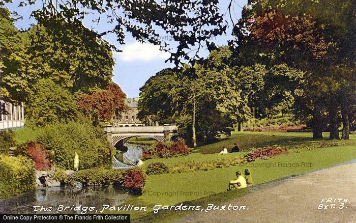 Photo of Buxton, The Bridge, Pavilion Gardens c.1955