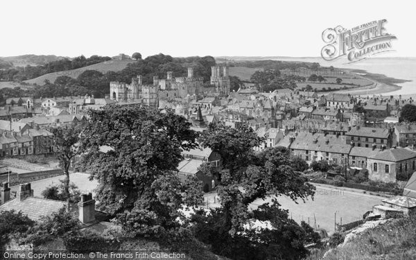 Photo of Caernarfon, Castle And Town  From Twthill Rock c.1955