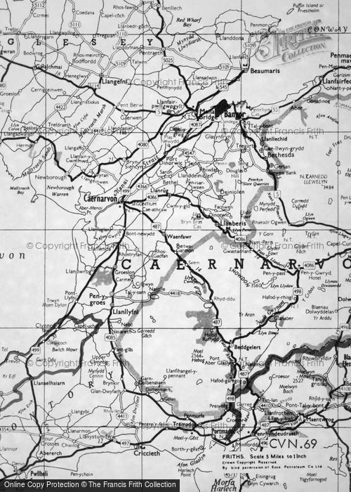 Photo of Caernarfon, General Map c.1955