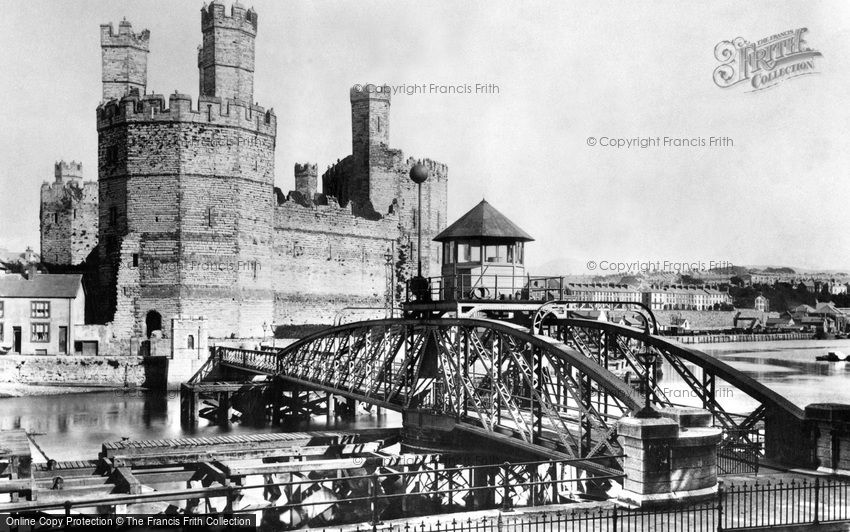 Caernarfon, the Castle and Swing Bridge 1906