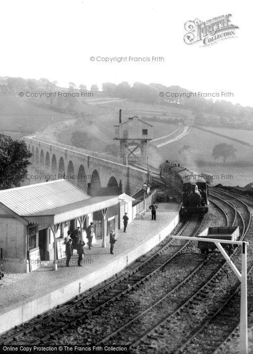 Photo of Calstock, Train Arriving At Station 1908