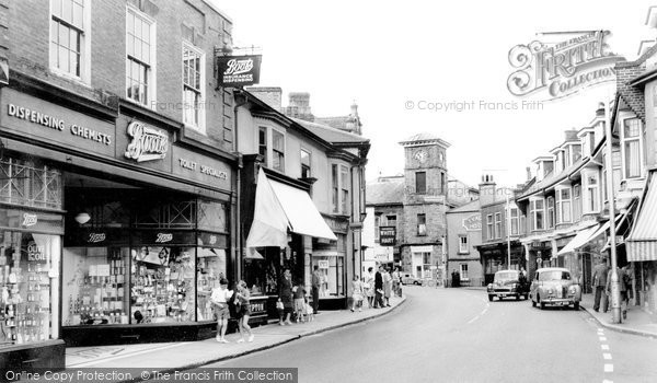 Photo of Camborne, Commercial Street And The Clock Tower c.1955