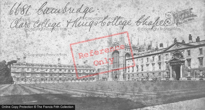 Photo of Cambridge, Clare College And King's College Chapel c.1873