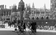 Cyclists, King's College c.1960, Cambridge