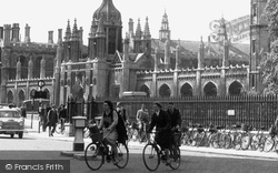 Cyclists, King's College c.1960, Cambridge