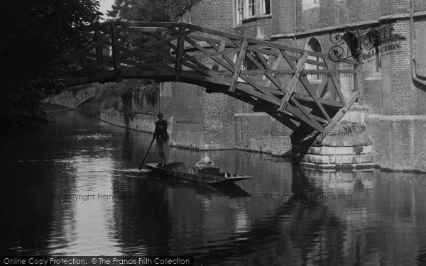 Photo of Cambridge, Punting Under Queens' College Bridge 1931