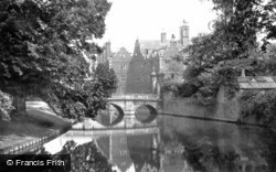 St John's College And Old Bridge c.1860, Cambridge
