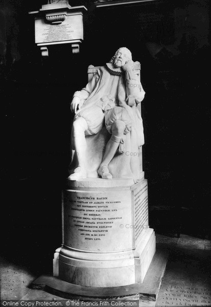 Photo of Cambridge, Trinity College, Francis Bacon Statue 1909