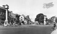 Cannock, Clock Tower and War Memorial, Market Place c1955