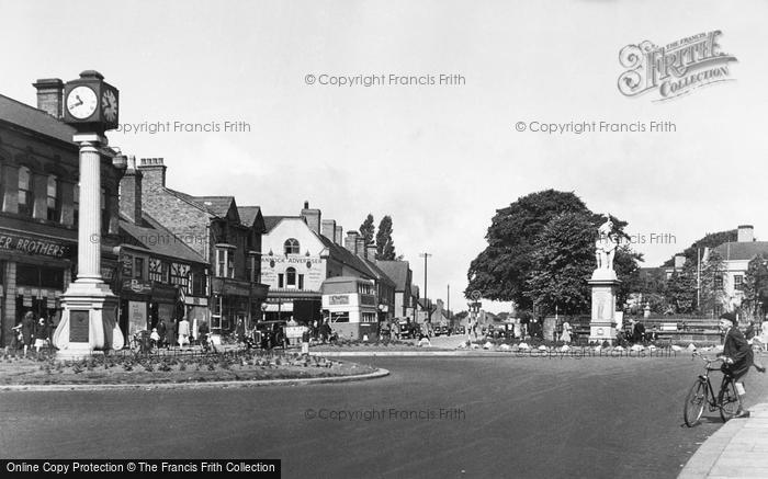 Photo of Cannock, Clock Tower and War Memorial, Market Place c1955