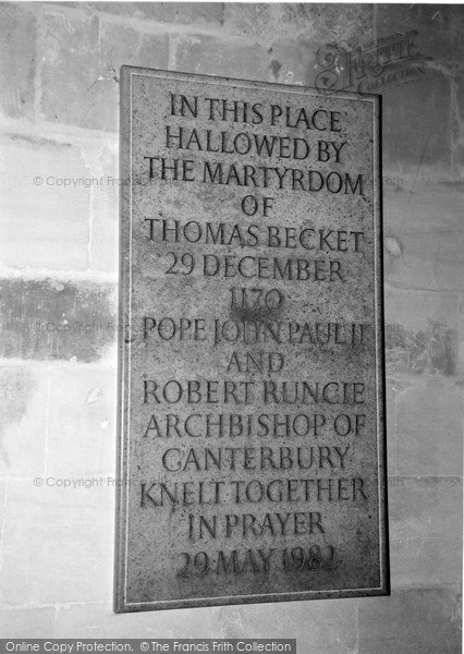 Photo of Canterbury, Cathedral, Plaque At Thomas Becket Murder Site 2005