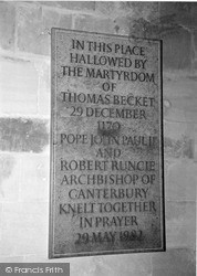 Cathedral, Plaque At Thomas Becket Murder Site 2005, Canterbury