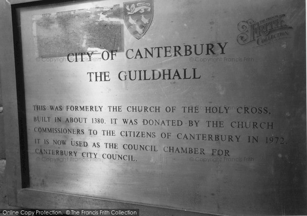 Photo of Canterbury, Sign Outside The Guildhall, Westgate Gardens 2005