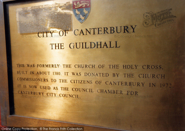 Photo of Canterbury, Sign Outside The Guildhall, Westgate Gardens 2005
