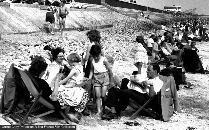 Photo of Canvey Island, Family On The Beach c.1960