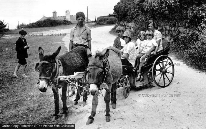 Photo of Carbis Bay, Children And Donkey Cart 1928