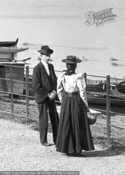 Photo of Cardiff, Couple by Roath Park Lake 1896