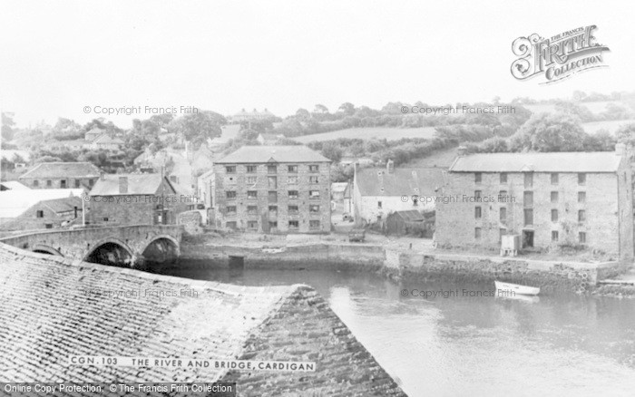 Photo of Cardigan, The River And Bridge c.1955