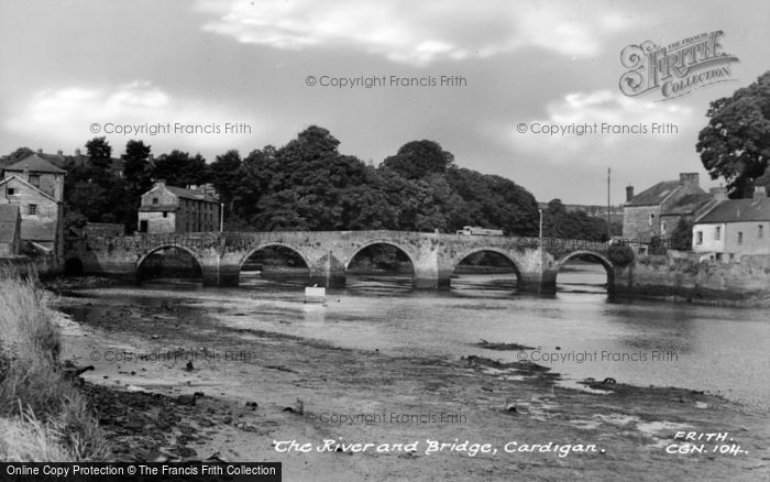 Photo of Cardigan, The River And Bridge c.1955