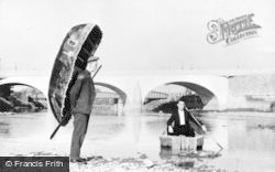 Coracle Men And Bridge c.1950, Carmarthen