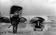 Coracle Men And Bridge c.1950, Carmarthen