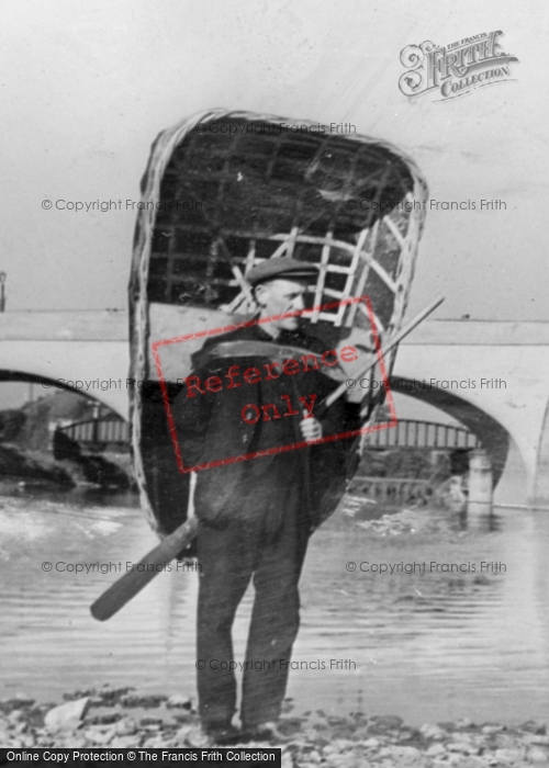 Photo of Carmarthen, Man Carrying A Coracle c.1950