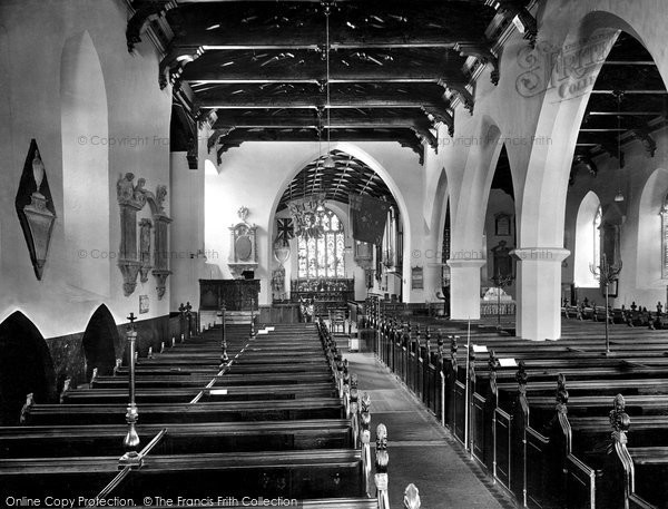 Carmarthen, St Peter's Church interior 1925 Photo of Carmarthen, St Peter's Church Interior 1925