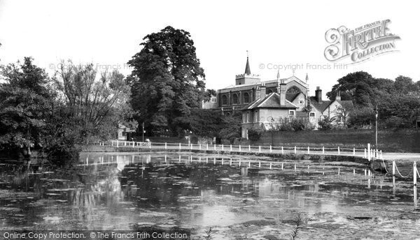 Photo of Carshalton, All Saints Church and Pond c1955