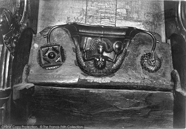 Photo of Cartmel, Priory, Miserere Seat, The Mermaid 1912