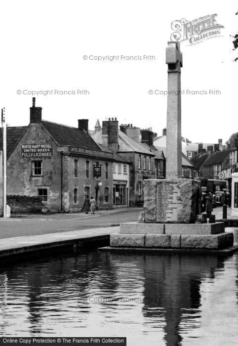 Photo of Castle Cary, Memorial, And White Hart Hotel  c.1955