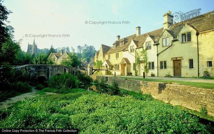 Photo of Castle Combe, Ancient Weavers Cottages By The River By Brook c.1995