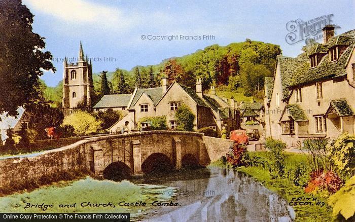 Photo of Castle Combe, Bridge And Church c.1955