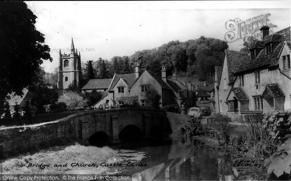 Photo of Castle Combe, Bridge And St Andrew's Church c.1955