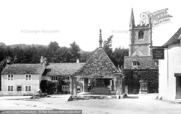 Photo of Castle Combe, Market Cross and St Andrew's Church 1906