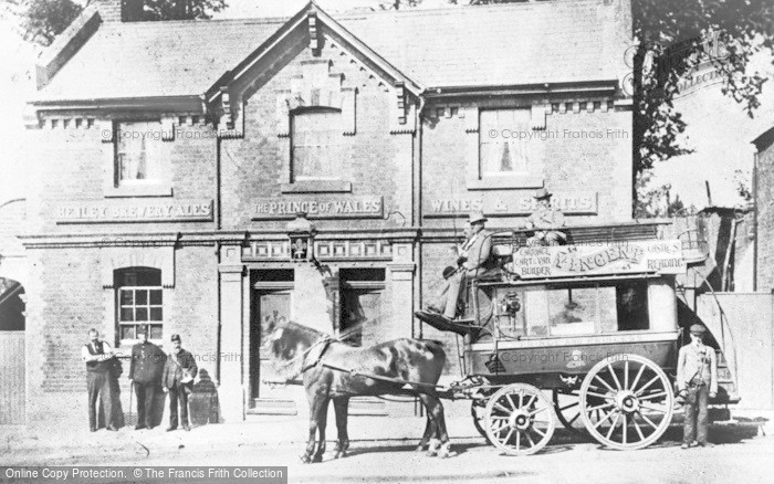 Photo of Caversham, Horse Drawn Omnibus Outside The Prince Of Wales c.1900